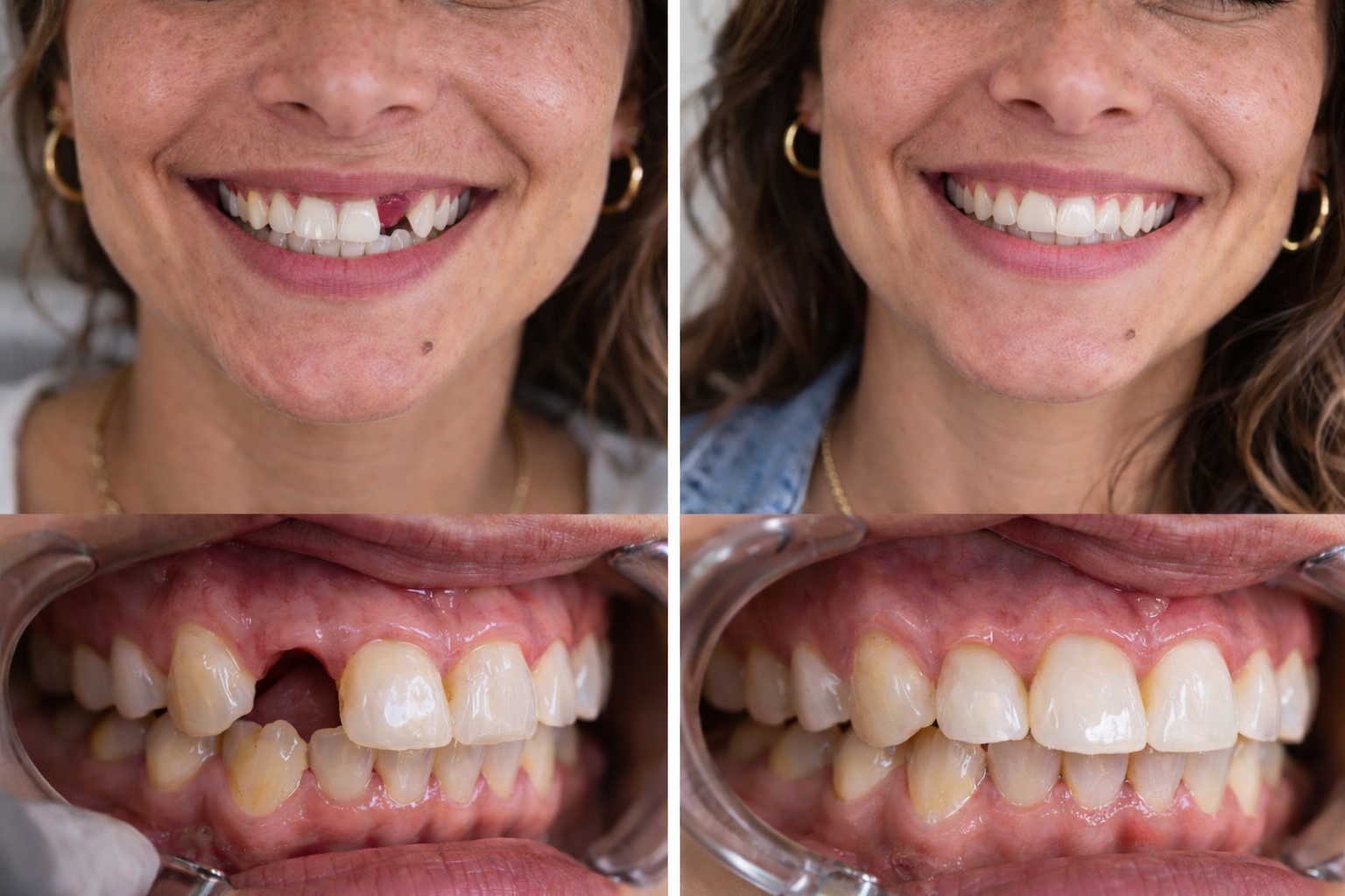 Antes e depois implante dentário