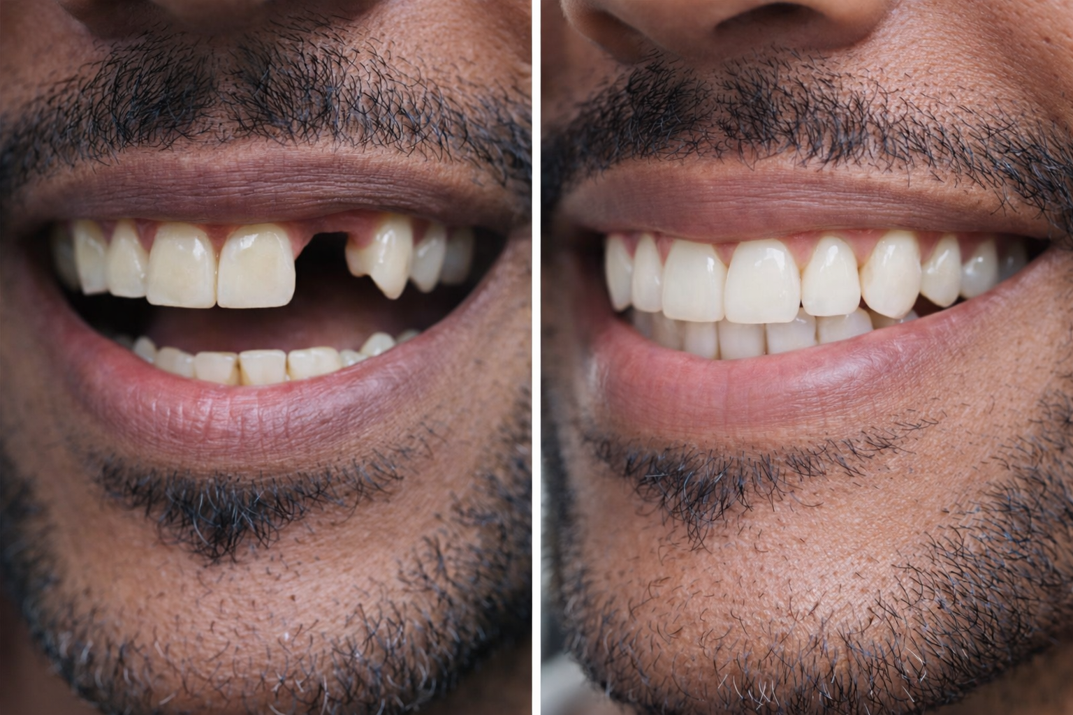 Antes e depois implante dentário