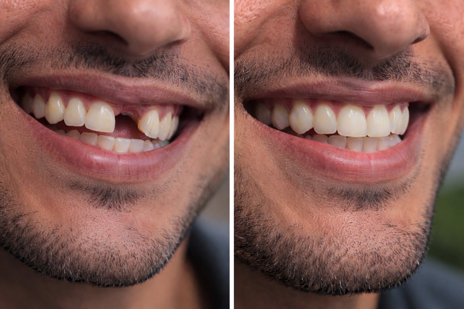 Antes e depois implante dentário